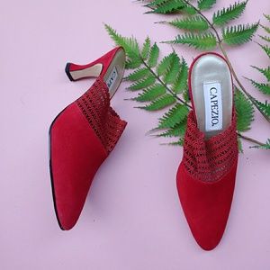 Vintage red suede Capezio mules size 8